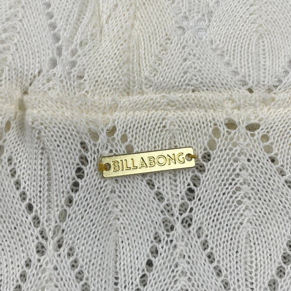 Billabong Midi Skirt M White Crochet Open Knit Semi Sheer Pull On Coverup Beach - Picture 11 of 16